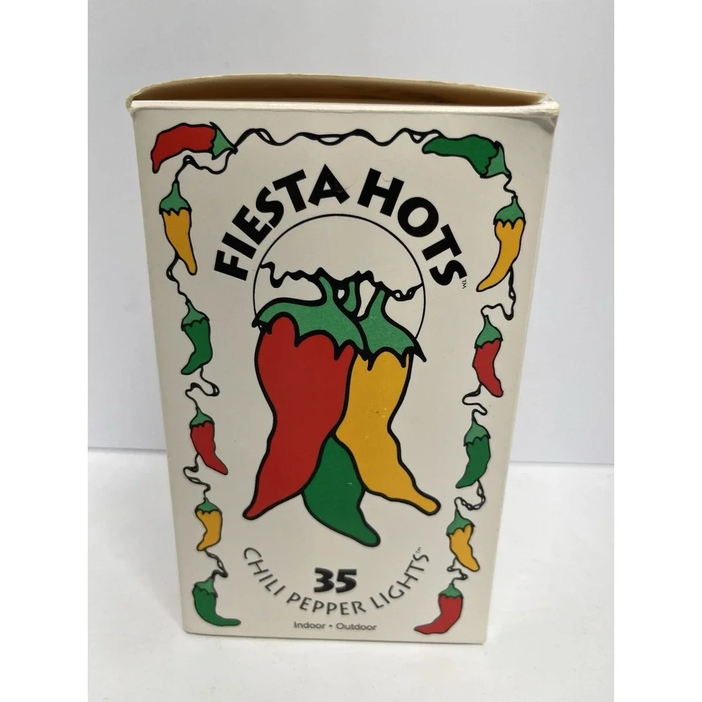 FIESTA HOTS Chili Pepper String of Lights Red Yellow Green 35 Count New Mexico